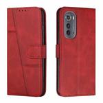 For Motorola Edge 2022 Stitching Calf Texture Buckle Leather Phone Case(Red)