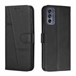 For Motorola Moto G62 5G Stitching Calf Texture Buckle Leather Phone Case(Black)