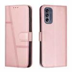 For Motorola Moto G62 5G Stitching Calf Texture Buckle Leather Phone Case(Pink)