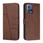 For Motorola Moto S30 Pro 5G/Edge 30 Fusion 5G Stitching Calf Texture Buckle Leather Phone Case(Brown)