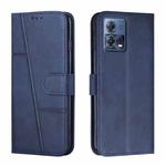 For Motorola Moto S30 Pro 5G/Edge 30 Fusion 5G Stitching Calf Texture Buckle Leather Phone Case(Blue)