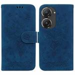 For Asus Zenfone 9 Butterfly Rose Embossed Leather Phone Case(Blue)