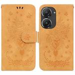 For Asus Zenfone 9 Butterfly Rose Embossed Leather Phone Case(Yellow)