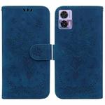 For Motorola Edge 30 Neo / Edge 30 Lite Butterfly Rose Embossed Leather Phone Case(Blue)