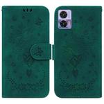 For Motorola Edge 30 Neo / Edge 30 Lite Butterfly Rose Embossed Leather Phone Case(Green)