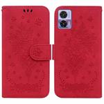For Motorola Edge 30 Neo / Edge 30 Lite Butterfly Rose Embossed Leather Phone Case(Red)