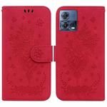 For Motorola Moto S30 Pro 5G / Edge 30 Fusion Butterfly Rose Embossed Leather Phone Case(Red)