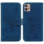 For Motorola Moto G32 Butterfly Rose Embossed Leather Phone Case(Blue)