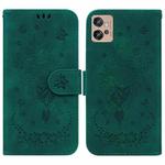 For Motorola Moto G32 Butterfly Rose Embossed Leather Phone Case(Green)