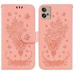 For Motorola Moto G32 Butterfly Rose Embossed Leather Phone Case(Pink)