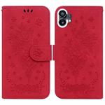 For Nothing Phone 1 Butterfly Rose Embossed Leather Phone Case(Red)