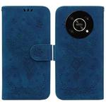 For Honor X9 / X9 5G Butterfly Rose Embossed Leather Phone Case(Blue)