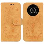 For Honor X9 / X9 5G Butterfly Rose Embossed Leather Phone Case(Yellow)