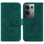 For OPPO Reno8 Butterfly Rose Embossed Leather Phone Case(Green)