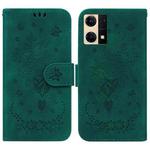 For OPPO Reno7 4G Butterfly Rose Embossed Leather Phone Case(Green)