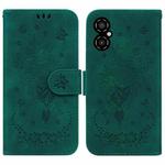 For Xiaomi Poco M4 5G Butterfly Rose Embossed Leather Phone Case(Green)