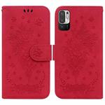 For Xiaomi Redmi Note 11T Pro / 11T Pro+ 5G Butterfly Rose Embossed Leather Phone Case(Red)