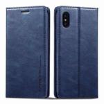 For iPhone X / XS LC.IMEEKE RFID Anti-theft Leather Phone Case(Blue)