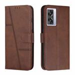 Stitching Calf Texture Buckle Leather Phone Case For OPPO A57 5G/Realme V23/A77 5G/A57 4G Global/A57e 4G Global/A57s 4G Global/A77 4G Global/OnePlus Nord N20 SE 4G Global(Brown)