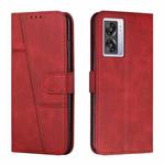 Stitching Calf Texture Buckle Leather Phone Case For OPPO A57 5G/Realme V23/A77 5G/A57 4G Global/A57e 4G Global/A57s 4G Global/A77 4G Global/OnePlus Nord N20 SE 4G Global(Red)