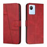 For Realme C30 4G Stitching Calf Texture Buckle Leather Phone Case(Red)