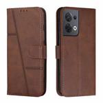 For OPPO Reno8 5G/Reno8 5G Global Stitching Calf Texture Buckle Leather Phone Case(Brown)