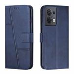 For OPPO Reno8 5G/Reno8 5G Global Stitching Calf Texture Buckle Leather Phone Case(Blue)