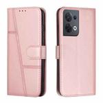 For OPPO Reno8 5G/Reno8 5G Global Stitching Calf Texture Buckle Leather Phone Case(Pink)