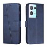 For OPPO Reno8 Pro+ 5G/Reno8 Pro 5G Global Stitching Calf Texture Buckle Leather Phone Case(Blue)