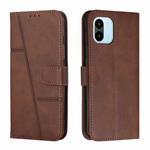 For Xiaomi Redmi A1 Stitching Calf Texture Buckle Leather Phone Case(Brown)
