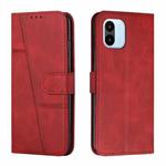 For Xiaomi Redmi A1 Stitching Calf Texture Buckle Leather Phone Case(Red)