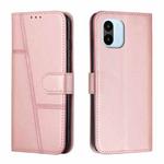 For Xiaomi Redmi A1 Stitching Calf Texture Buckle Leather Phone Case(Pink)