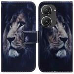 For Asus Zenfone 9 Coloured Drawing Leather Phone Case(Lion)