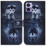 For Motorola Edge 30 Neo / Edge 30 Lite Coloured Drawing Leather Phone Case(Wolf and Dog)