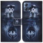 For Motorola Moto S30 Pro 5G / Edge 30 Fusion Coloured Drawing Leather Phone Case(Wolf and Dog)