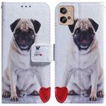 For Motorola Moto G32 Coloured Drawing Leather Phone Case(Pug)