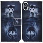 For Nothing Phone 1 Coloured Drawing Leather Phone Case(Wolf and Dog)