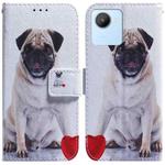 For Realme C30 Coloured Drawing Leather Phone Case(Pug)