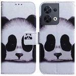 For OPPO Reno8 Coloured Drawing Leather Phone Case(Panda)