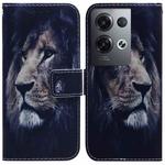 For OPPO Reno8 Pro+ Coloured Drawing Leather Phone Case(Lion)