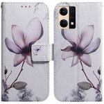 For OPPO Reno7 4G Coloured Drawing Leather Phone Case(Magnolia)