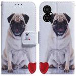 For Xiaomi Poco M4 5G Coloured Drawing Leather Phone Case(Pug)