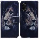 For Xiaomi Poco M4 5G Coloured Drawing Leather Phone Case(Lion)