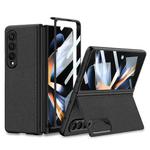 For Samsung Galaxy Z Fold4 GKK Integrated Ultra-thin Folding Leather Phone Case with Stand(Carbon Fiber)
