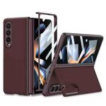 For Samsung Galaxy Z Fold4 GKK Integrated Ultra-thin Folding Leather Phone Case with Stand(Wine Red)