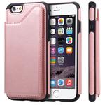 For iPhone 6 Shockproof Calf Texture Protective Case with Holder & Card Slots & Frame(Rose Gold)
