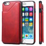 For iPhone 6 Plus Shockproof Calf Texture Protective Case with Holder & Card Slots & Frame(Red)