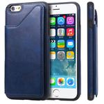 For iPhone 6 Plus Shockproof Calf Texture Protective Case with Holder & Card Slots & Frame(Blue)