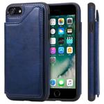 For iPhone 7 / 8 Shockproof Calf Texture Protective Case with Holder & Card Slots & Frame(Blue)