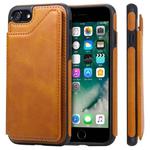For iPhone 7 / 8 Shockproof Calf Texture Protective Case with Holder & Card Slots & Frame(Brown)